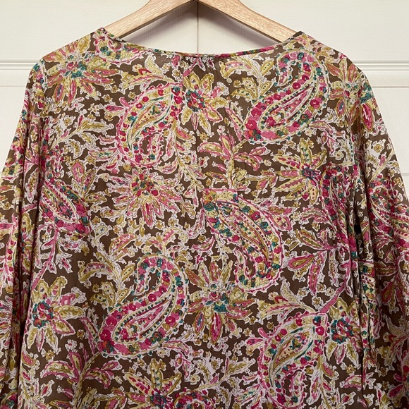 {Tommy Bahama} Paisley Print Blouse with Embellished Neckline - Women's Medium - Picture 9 of 10